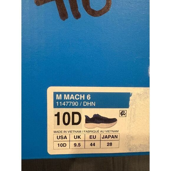 Hoka Mach 6 Men’s Running Shoes Size 10D Blue White Performance Trainers NEW In main image 3